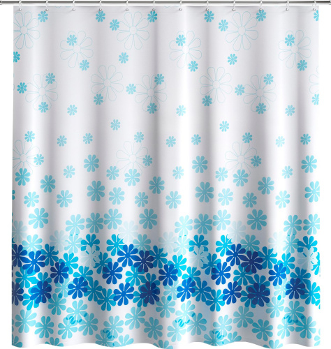 Штора для ванной Fora PH98 180х180 см, голубая, цветочный дождь фото 2