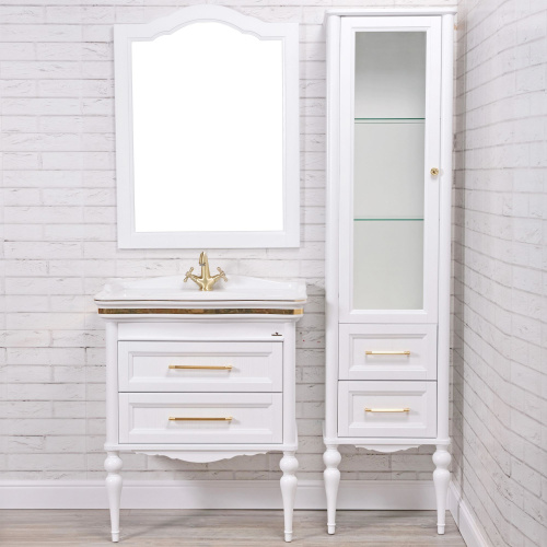 Мебель для ванной ValenHouse Эстетика 80, белая, подвесная, ручки золото фото 8