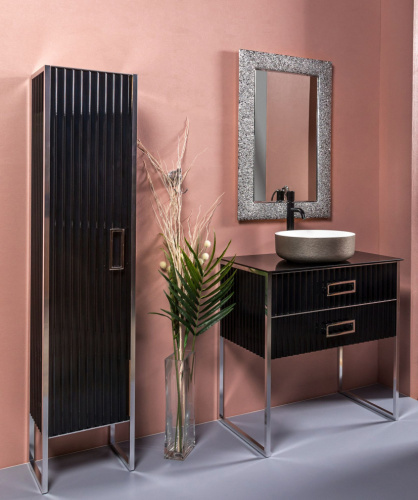 Мебель для ванной Armadi Art Monaco 80 со столешницей черная, хром фото 2