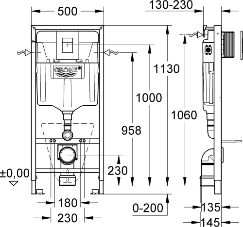 Комплект Система инсталляции для унитазов Grohe Rapid SL 38775001 4 в 1 с кнопкой смыва + Унитаз подвесной AM.PM Tender C45A1739SC фото 7