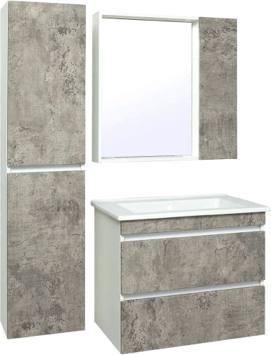 Мебель для ванной Runo Манхэттен 75, подвесная, серый бетон фото 3