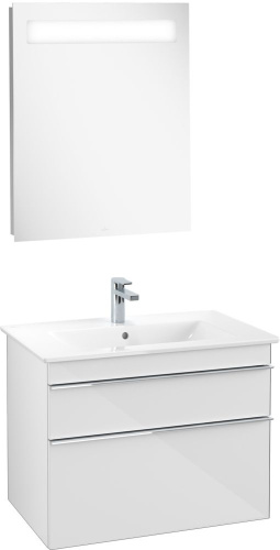 Мебель для ванной Villeroy & Boch Venticello 80 glossy white, с ручками хром фото 7