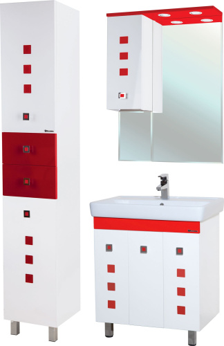 Мебель для ванной Bellezza Натали 70 белая с красным фото 3