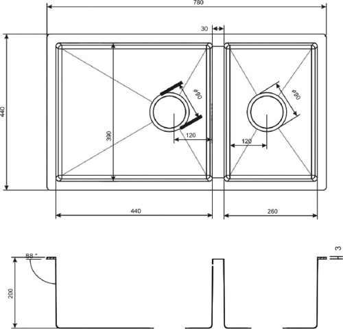 Мойка кухонная Zorg Inox PVD 78-2-44 grafit фото 2