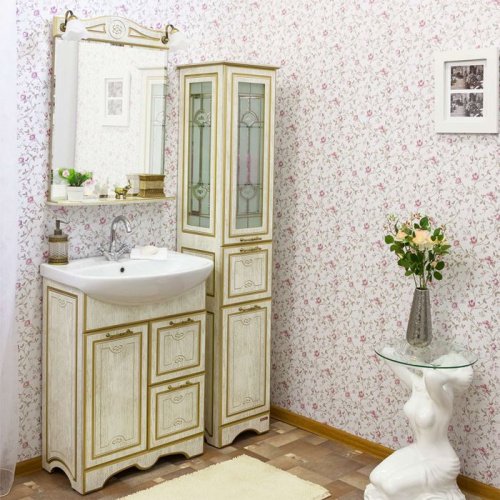 Мебель для ванной Sanflor Адель 65, белая, патина золото фото 10