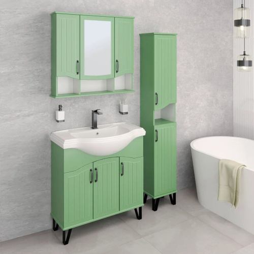 Мебель для ванной Runo Марсель 80, напольная, зеленая фото 9