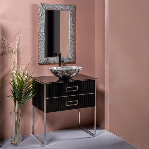 Мебель для ванной Armadi Art Monaco 80 со столешницей черная, хром фото 8
