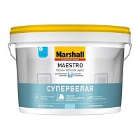 Краска для потолка водно-дисперсионная Marshall Maestro Белый Потолок Люкс глубокоматовая белая 9 л.
