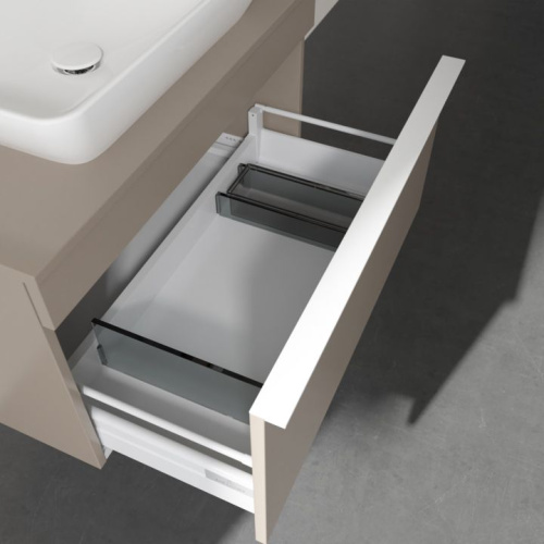Мебель для ванной Villeroy & Boch Venticello 75 truffle grey, с белой ручкой фото 4