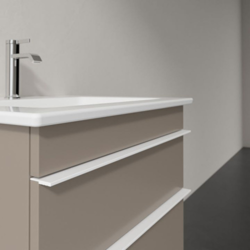 Мебель для ванной Villeroy & Boch Venticello 55 truffle grey, с белыми ручками фото 4