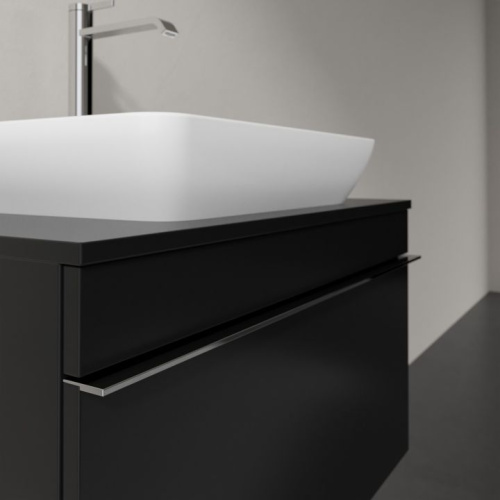 Мебель для ванной Villeroy & Boch Venticello 75 black matt lacquer, с ручкой хром фото 2