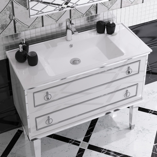 Мебель для ванной Opadiris Порто 100 белая, хром фото 5