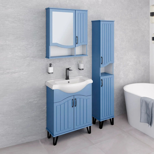 Мебель для ванной Runo Марсель 65, напольная, синяя фото 8