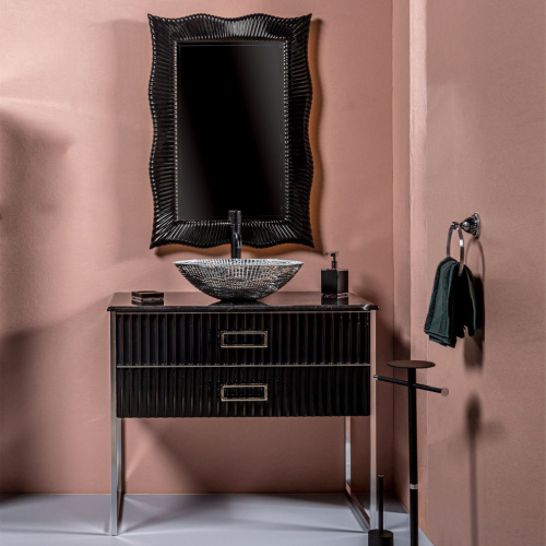 Мебель для ванной Armadi Art Monaco 100 столешницей из мрамора черная, хром фото 10