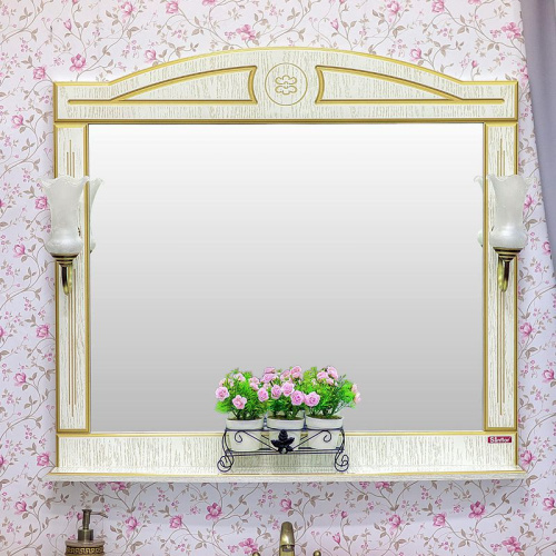 Мебель для ванной Sanflor Адель 100, белая, патина золото фото 6