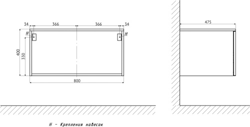 Мебель для ванной с раковиной Duravit Happy D.2 Plus 60: столешница 120, дуб карпентер, без отверстий + тумба 80 фото 13