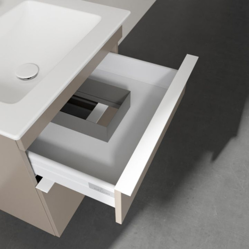 Мебель для ванной Villeroy & Boch Venticello 55 truffle grey, с белыми ручками фото 5