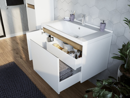 Комплект Унитаз подвесной Gustavsberg Hygienic Flush WWC 5G84HR01 безободковый + Мебель для ванной STWORKI Стокгольм 80 фото 3
