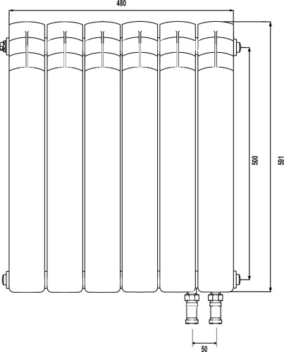 Радиатор биметаллический Royal Thermo Piano Forte 500 VDR noir sable, 6 секций, черный фото 5