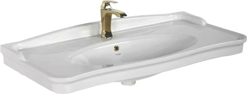 Мебель для ванной ValenHouse Эстетика 100, белая, подвесная, ручки золото фото 6