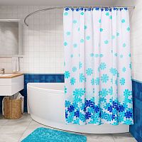 Штора для ванной Fora PH98 180х180 см, голубая, цветочный дождь