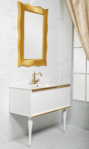 Мебель для ванной Armadi Art Vallessi Avangarde Canale 100 белая, с раковиной-столешницей фото 2