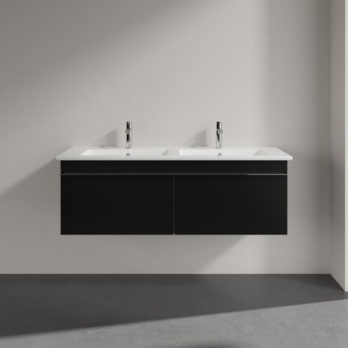 Мебель для ванной Villeroy & Boch Venticello 125 black matt lacquer, с ручками хром