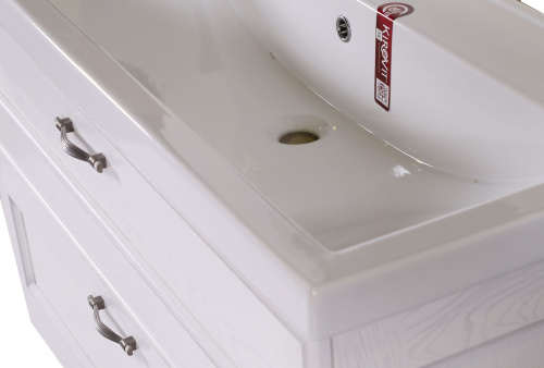 Мебель для ванной ASB-Woodline Прато 100 белая, патина серебро фото 10