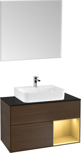 Мебель для ванной Villeroy & Boch Finion G122HFGN 100 с подсветкой и освещением стены фото 6