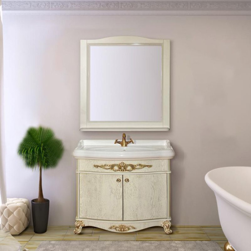 Мебель для ванной Misty Верона 100 напольная, слоновая кость патина фото 5