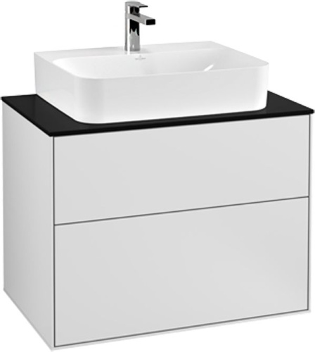 Мебель для ванной Villeroy & Boch Finion 80 black matt lacquer, glass black matt, с настенным освещением фото 6