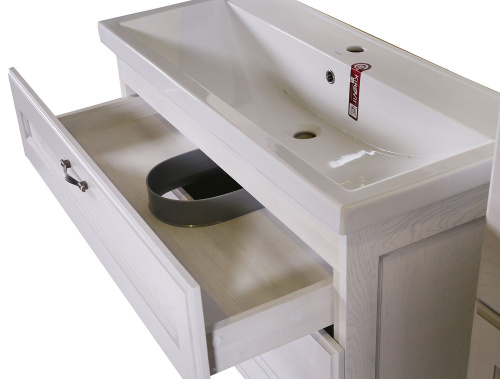 Мебель для ванной ASB-Woodline Прато 100 белая, патина серебро фото 9