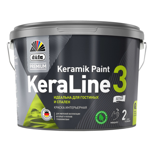 Краска для стен и потолков Düfa Premium KeraLine Keramik Paint 3 глубокоматовая прозрачная база 3 9 л.