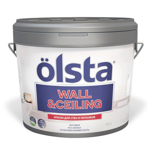 Краска Olsta Wall & Ceiling акриловая,  для стен и потолков 