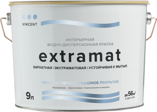 Краска Vincent Extramat акриловая, бархатная, интерьерная, для стен и потолков