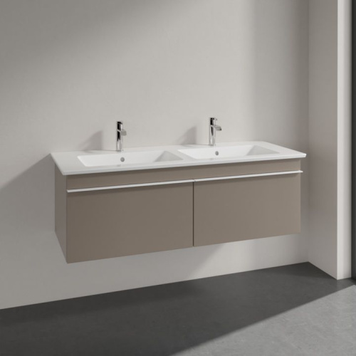 Мебель для ванной Villeroy & Boch Venticello 125 truffle grey, с белыми ручками