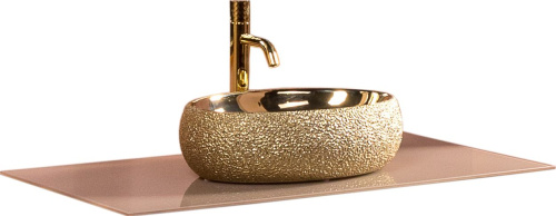 Мебель для ванной Armadi Art Monaco 100 со столешницей капучино, золото фото 7