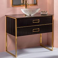 Мебель для ванной Armadi Art Monaco 100 с черной столешницей черная, золото