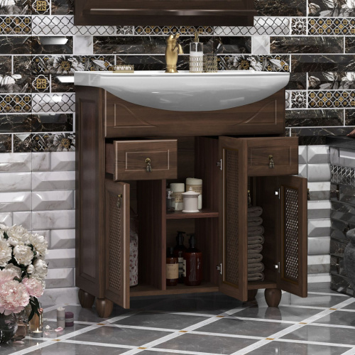 Мебель для ванной Opadiris Тибет 75 с декоративной решеткой, нагал фото 3