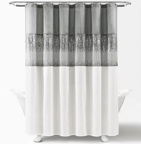 Штора для ванной Carnation Home Fashions Sky Grey/White 180х180 фото 3