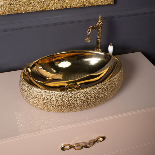 Мебель для ванной Armadi Art Monaco 100 со столешницей капучино, золото фото 6