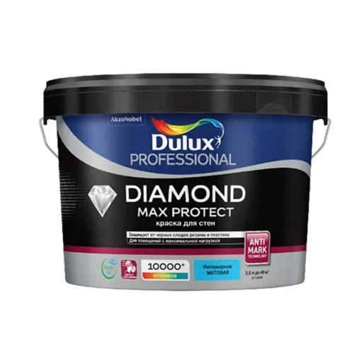 Краска для стен и потолков водно-дисперсионная Dulux Diamond Max Protect матовая база BC 0,9 л.