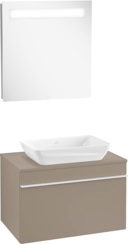 Мебель для ванной Villeroy & Boch Venticello 75 truffle grey, с белой ручкой фото 8