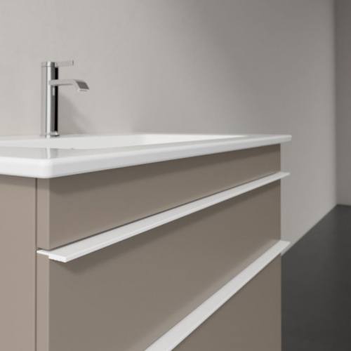 Мебель для ванной Villeroy & Boch Venticello 80 truffle grey, с белыми ручками фото 3