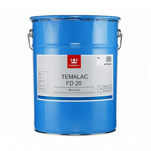 Краска однокомпонентная алкидная Tikkurila Temalac FD 20 TCH, полуматовая, 18 л