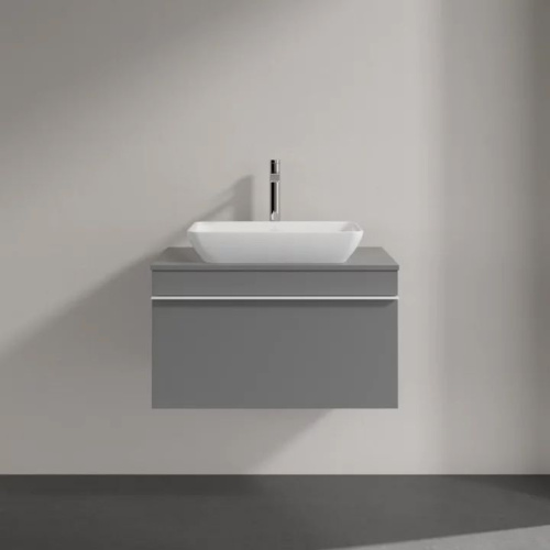 Мебель для ванной Villeroy & Boch Venticello 75 glossy grey, с белой ручкой фото 2