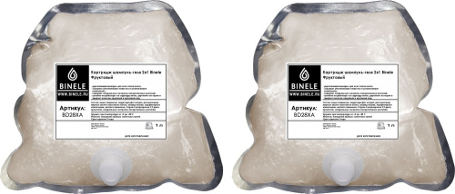 Жидкое мыло Binele BD28XA шампунь-гель 2в1 фруктовый (Блок: 2 картриджа по 1 л) фото 2