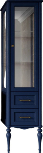 Шкаф-пенал ValenHouse Эстетика R, витрина, синий, ручки бронза
