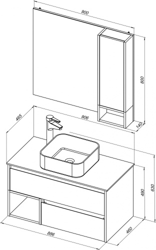 Мебель для ванной STWORKI Карлстад 90 дуб рустикальный, роверелла, с отверстием для смесителя в столешнице фото 7