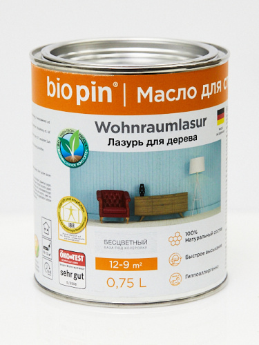 Лазурь интерьерная Bio Pin Wohnraumlasur для стен бесцветный 0,75 л